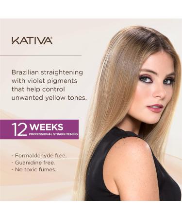 Kativa Brazilian Straightening Blonde Kit - 12 Weeks of Professional Home Use for Softer Shinier Light-Coloured Hair with Olive Oil & Keratin - Buy Online on GoSupps.com