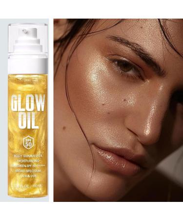  G n rique Shimmer Body Oil Luminous Whole Body Oil 100ml | Natural Brightening Moisturizing Product SPF50 for Travel Beach Picnic Camping Cycling - Buy Online on GoSupps.com