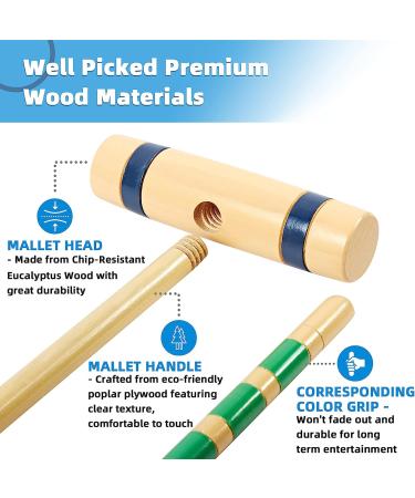 SpeedArmis 8 Players Croquet Set with Wooden Mallets and Colored PE Balls - Outdoor Game Set for Kids/Family - Includes Wickets and Stakes - Portable Carry Bag Included - Buy Online on GoSupps.com