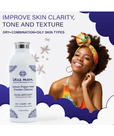 Lotus Moon Lemon Poppy Seed Foaming Powder Cleanse | Plant-Based Cruelty-Free Skincare - 4oz / 113g - Buy Online on GoSupps.com