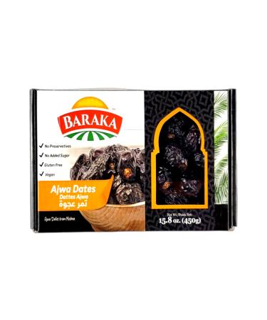 Baraka Ajwa Dates | Vegan Dates | Naturally Sweet |Fat-Free High Fiber Superfood No Preservatives, No Additives, 15.8 oz (Pack of 1)
