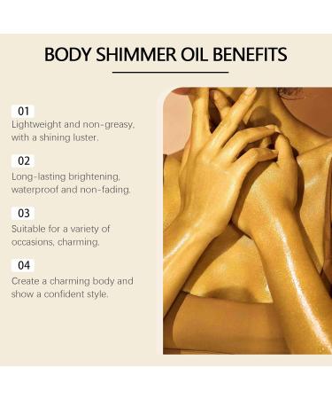  Utapossin Body Oil Liquid Lightening Makeup Shine Oil Shiny Glitter Moisturizing and Luminous Body Highlighter Makeup Light and Non-sticky (Gold) - Buy Online on GoSupps.com