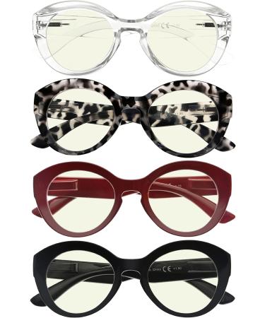 Eyekepper 4 Pack Round Reading Glasses - Stylish Oversized Frames for Women | BB40 Lenses 3.0x - International Shipping Available - Buy Online on GoSupps.com