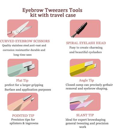 Duuclume 7-Part Eyebrow Tweezers Set | Precision Eyebrow Razor Brush & Scissors for Perfect Shape | Facial Hair Removal Tool with Travel Case - Buy Online on GoSupps.com