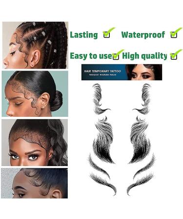 20 Sheets Baby Hair Tattoo Stickers - Waterproof & Lasting Hairline Fake Curly Hairstyle Templates - DIY Salon Makeup Tool (7x4.3inch) - Buy Online on GoSupps.com