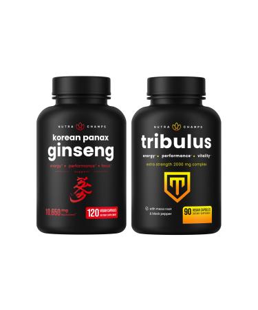NutraChamps Korean Ginseng Capsules and Tribulus Capsules 2 Pack Bundle