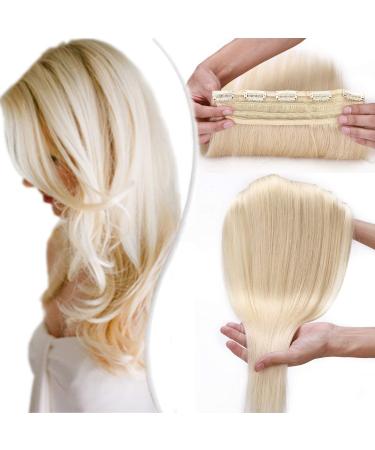 Sego Hair Part Clip in Extensions real hair thicker 1 Tresse 5 clips thick thick hair extension 100% Remy Human Hair Platinumblond#60-1 18 "(45cm) -90g
