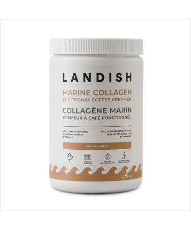 Landish Marine Collagen Functional Coffee Creamer with Reishi and Lion's Mane Mushrooms Joint Health Skin Hair Nails Immune Support Dairy-Free Vanilla-Flavoured 270 g
