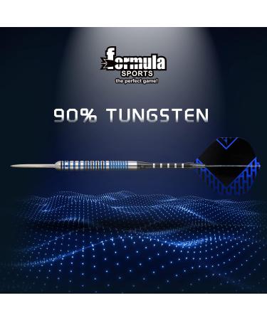 Formula 90% Tungsten Darts Set - 21g/22g/23g/24g Steel Tip with Aluminum Shafts and Dart Sharpener | Premium Tungsten Steel Tip Darts - Complete Metal Tip Set - Buy Online on GoSupps.com