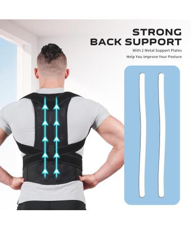 Posture Corrector for Men & Women - Adjustable Back Brace Lumbar Support for Back Pain Relief Size S Black - Buy Online on GoSupps.com