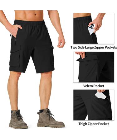 Spowind Men's Hiking Cargo Shorts - Quick Dry Lightweight Summer Shorts with Zipper Pockets - Black 3X-Large - Buy Online on GoSupps.com