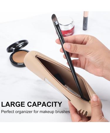 Travel Makeup Brush Holder with Mirror | Silicone Cosmetic Organizer with Zipper | Large Makeup Travel Essentials for Women - Buy Online on GoSupps.com
