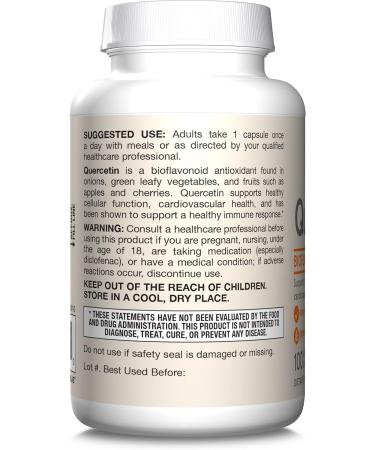 Quercetin 500 mg - Bioflavonoid - Quercetin Dietary Supplement - 100 Servings (Veggie Caps) - Supports Cellular Function Cardiovascular Health Immune Health & Response - Buy Online on GoSupps.com