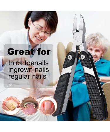 SGNEKOO Toe Nail Clippers for Thick Nails - Portable Heavy Duty Trimmer for Seniors & Adults | Sharp Folding Toenail Clipper for Ingrown Toenails - Black - Buy Online on GoSupps.com