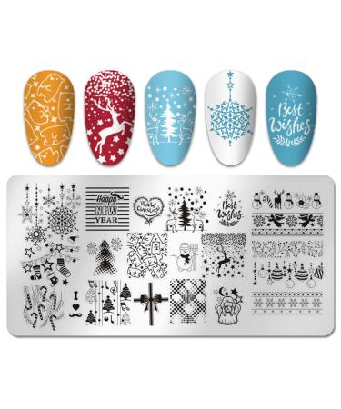 Christmas Nail Stamping Plate Set - Snowflake Elk Winter Stencils for Holiday Manicure - Buy Online on GoSupps.com
