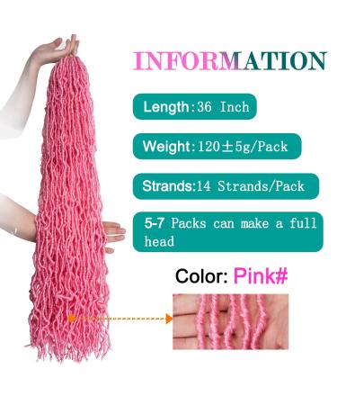 ZRQ 2 Packs 36 Inch Pink Faux Locs Crochet Hair - Soft Wavy Goddess Locs, Pre-looped Curly Afro Roots - Buy Online on GoSupps.com