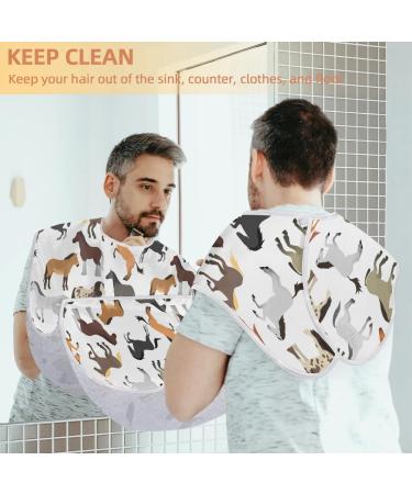 Beard Bib Apron for Men | Non-Stick Waterproof Hair Catcher & Grooming Cloth | Cute Horses Pattern - Perfect for Shaving & Trimming - Buy Online on GoSupps.com