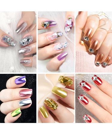 Chrome Nail Powder - 6 Boxes Magic Mirror Effect Rose Gold Holographic Glitter Powder for Nail Art Decorations - Buy Online on GoSupps.com