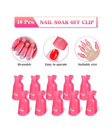 Qufiiry Nail Clips - 10 PC Nail Polish Remover Clips for Gel Soaking | Acrylic Nail Art Caps for Toes & Fingers | Pink Nail Art Accessories - Buy Online on GoSupps.com