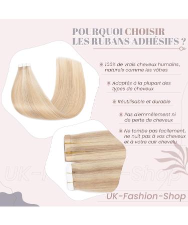 100g Real Hair Tape Extensions | UK Fashion Shop | Light Ash Blonde #18/613 - 18 Inch - Buy Online on GoSupps.com