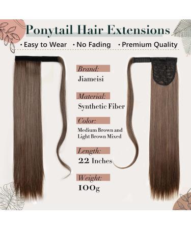 Shop Natural Wavy Ponytail Clip-In Hair Extensions | Medium & Light Brown 22 Inch - 110g - Buy Online on GoSupps.com