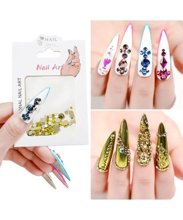 NICENEEDED 4 Bags Multi Shaped AB Nail Art Rhinestones 3D Flat Back Colorful Nail Gems Decorations Large Sparkly Crystal Diamond Nail Accessories for Nail Design Crafting DIY(4 Colors) - Buy Online on GoSupps.com