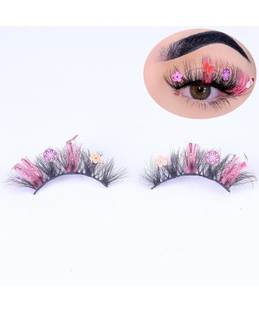 Miss Kiss Pink Glitter Lashes | Sparkly Faux Mink Eyelashes for Cosplay TikTok & Festivals - 18MM - Buy Online on GoSupps.com