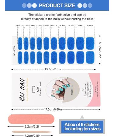Kalolary 20PCS Nail Gel Polish Strips | Glitter Dark Blue | Self-Adhesive Nail Wraps for UV/LED Lamp | Full Coverage Stickers - Buy Online on GoSupps.com