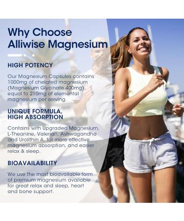 Alliwise Magnesium Glycinate Complex High Absorption Vegan Magnesium Supplement for Women and Men Sleep Support* Promotes Relaxation Heart Muscle & Bone Support* Gluten Dairy and Soy Free -90 ct - Buy Online on GoSupps.com