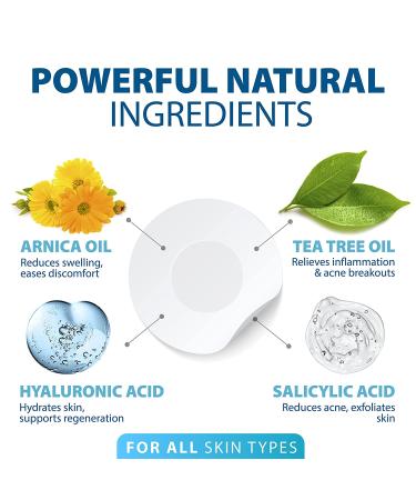 Hyaluronic Acid Acne Patches with Salicylic Acid & Tea Tree Oil - 120 Invisible Zit Stickers for Cystic Acne & Blemishes - Buy Online on GoSupps.com