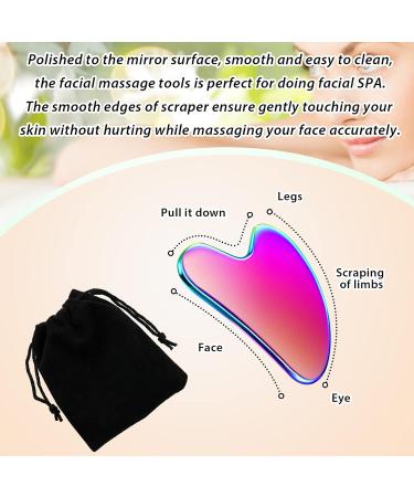 Nuanchu Rainbow Stainless Steel Gua Sha Tool - Facial Massage for Tightening Skin Body Eyes & Neck - Travel Pouch Included - Perfect Skin Care Gift - Buy Online on GoSupps.com
