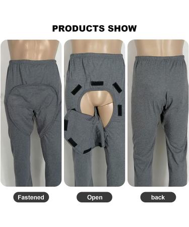 Daily Wear Removable Open Crotch Pants for Elderly | Easy Off XL-XLarge Grey | Ideal for Bedridden Patients - Buy Online on GoSupps.com