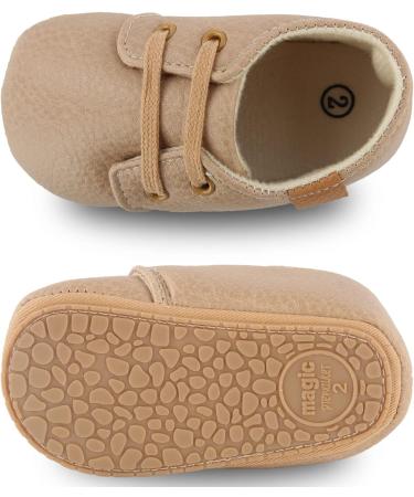 Baby First Walking Shoes: PU Leather Flats, Non-Slip Soles | 0-18 Months, Beige - Unisex - Buy Online on GoSupps.com