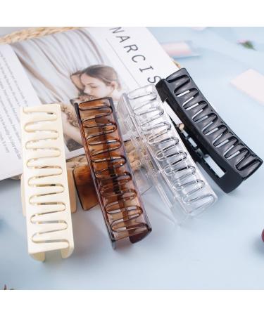 4 Pack Extra Large Hair Claw Clips for Thick & Long Hair - Strong Hold Non-slip Square Jaw Clips for Women - 5'' Bright Hair Clamps - 90's Style - Buy Online on GoSupps.com