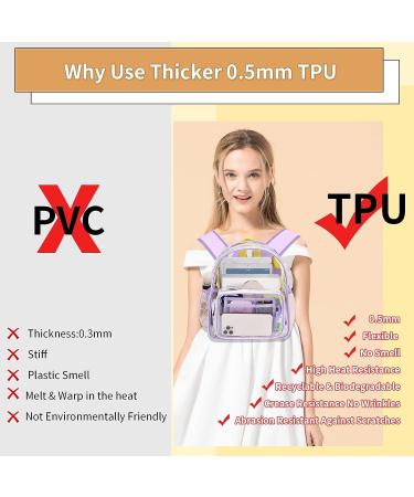 Clear Mini Stadium Approved Transparent Backpack - Heavy Duty 12x12x6 Waterproof Book Bag for Teens, Girls, Women - Ideal for Concerts, Sporting Events, Travel, Work, School - Lavender - Buy Online on GoSupps.com