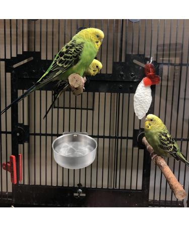 2 Pieces Bird Feeding Dish Cups Stainless Steel Parrot Food Water Bowls Animal Cage Water Food Bowl with Clamp Cage Hanging Food Bowl for Pet Dogs Parrots - Buy Online on GoSupps.com