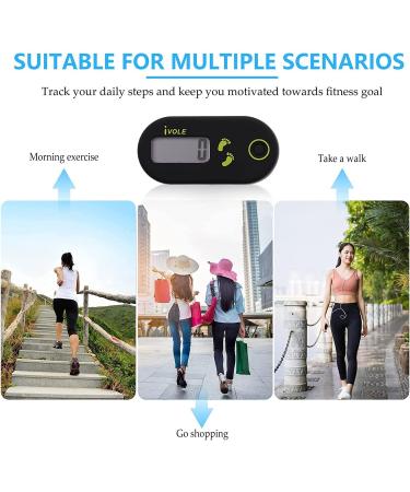 Buy Accurate Electronic Pedometer with Clip - Mini Step Meter for Walking & Hiking | Sustainable Sport Training Accessory - Black B - Buy Online on GoSupps.com