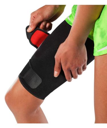 Adjustable Thigh Brace Support, Quadriceps Support and Thigh Wraps for Men and Women. Unisex Breathable Neoprene Non-Slip Hamstring Compression Sleeve