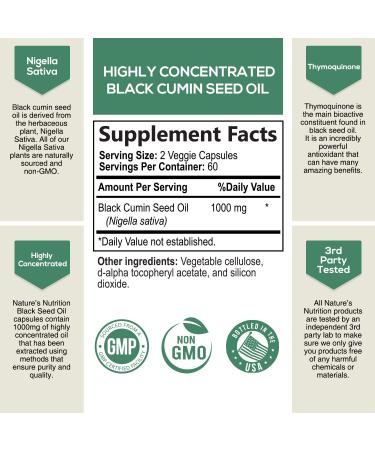Black Seed Oil Capsules 1000mg - Premium Cold Pressed Nigella Sativa for Immune & Digestive Support - Vegan & Non-GMO - 120 Capsules - Buy Online on GoSupps.com