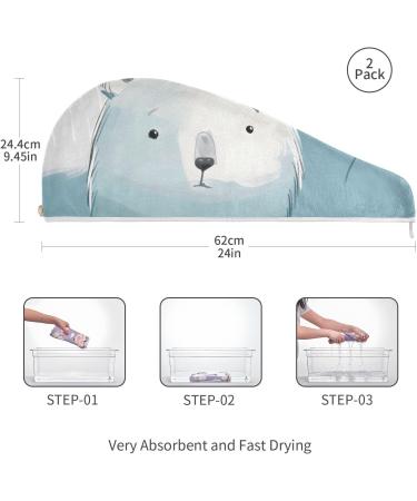 Polar Bear Hair Towel 2 Pack - Super Absorbent Quick Dry Hair Turbans for Women & Girls - Buy Online on GoSupps.com