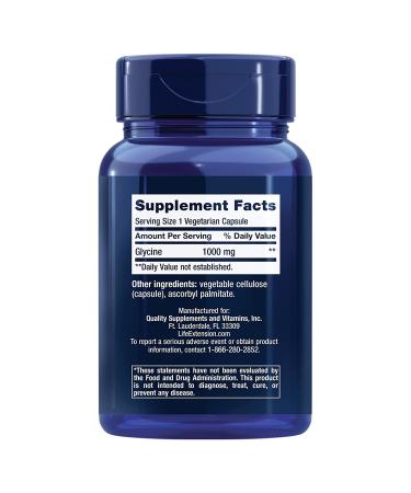Life Extension Glycine 1000 mg - 100 Vegetarian Capsules for Enhanced Wellness - Buy Online on GoSupps.com