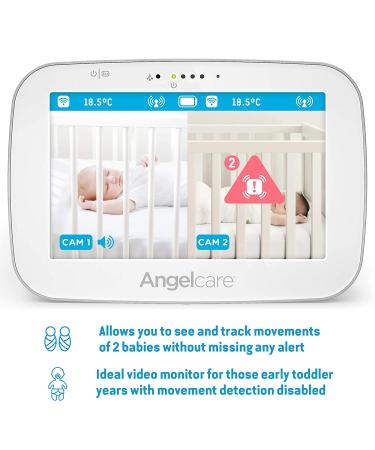 Angelcare AC527 3-in-1 Baby Monitor with Movement Tracking, Video, Sound, and Temperature Display - 5 Inch Screen - Buy Online on GoSupps.com