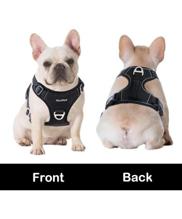 Funfox Medium Dog Harness with Reflective Strips | No-Pull Adjustable Vest for Easy Walking | Front Clip Control | Ideal for Large Breeds | Stop Pulling | Black (Neck 37-50cm, Chest 40-68cm) - Buy Online on GoSupps.com