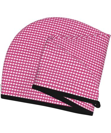 Hair Towel Wrap - Quick Drying Pink Gingham Turban with Button | Premium Hair Drying Towel for Effortless Styling - Buy Online on GoSupps.com