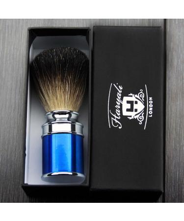 Handcrafted Blue Handpiece & Black Badger Hair Brush - Elegantly Designed by Haryali London | Luxury Grooming Collection - Buy Online on GoSupps.com