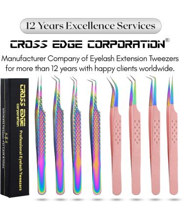 Professional Fiber Tip Lash Tweezers Set - Japanese Steel, Curved & Volume Lash Tweezers - Blush Pink - My Lash Tools - Buy Online on GoSupps.com