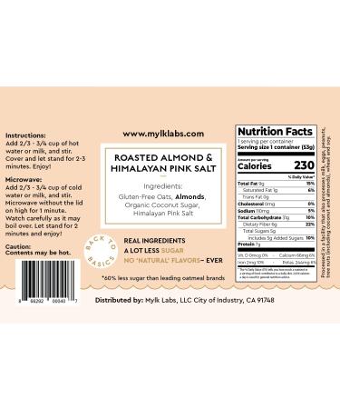 Mylk Labs Instant Oatmeal - Gluten Free Almond Pink Salt | High Fiber, High Protein, Low Sugar - 12 Pack - Buy Online on GoSupps.com
