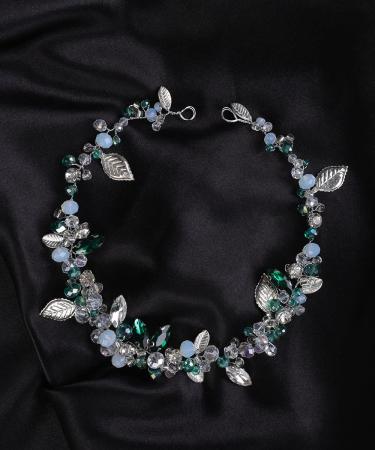 Denifery Rhinestone Green Crystal Wedding Hair Vine Headband - Blue Bridal Accessories for Women - Buy Online on GoSupps.com