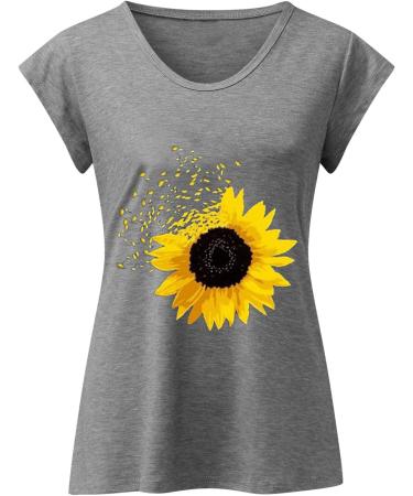 Short Sleeve T Shirts Clothing Woman T-Shirt Casual Black Clothing Top Women's Floral Pattern for Women Crop Tops Shirt Shirts Top Women's Summer Tank Top 5-grey XXL - Buy Online on GoSupps.com
