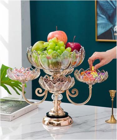 Fruit Bowl Salad Bowl Glass Bowl Set for Kitchen Preparation Fruit Basket Candy Plate for Kitchen Countertop Dining Room Interior Living Room Decor Fruit Bowl for Kitchen Counter (Colo Five Grid Rotatable - Buy Online on GoSupps.com